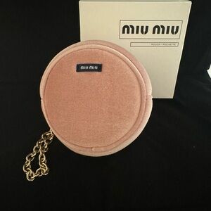 Miu Miu Pink Velvet Round Pouch
